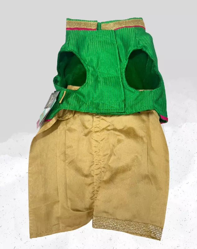 Classy Green Dhoti Kurta for Dogs & Cats | Dog Dhoti Kurta | Pet Dhoti Kurta | Indian Ethnic Dress for Dogs, Cats & Pets | Traditional Festival & Wedding Outfit