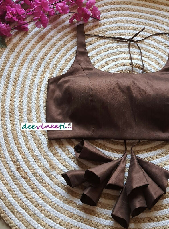 Blended Raw Silk U Neck Blouse