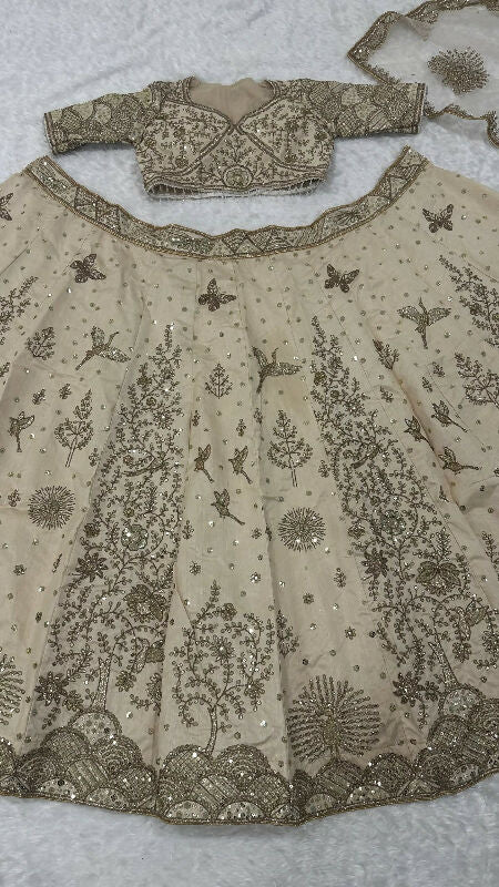 Ivory gold bridal lehenga with top and dupatta set