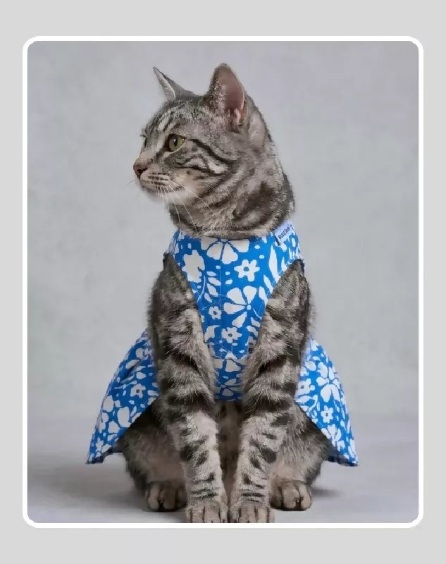 Blue Floral Cotton Dress For Dog & Cat | Dog Lehenga | Pet Lehenga Choli | Indian Dress for Dogs, Cats & Pets | Traditional Wedding & Festival Outfit