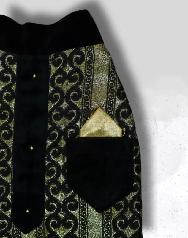 Black Sherwani with Gold Embroidery Work | Ethnic Kurta Sherwani for Dog, Cat and Puppy | Ethnic Wear | Mehendi - Dress - Party - Diwali - Wedding Wear