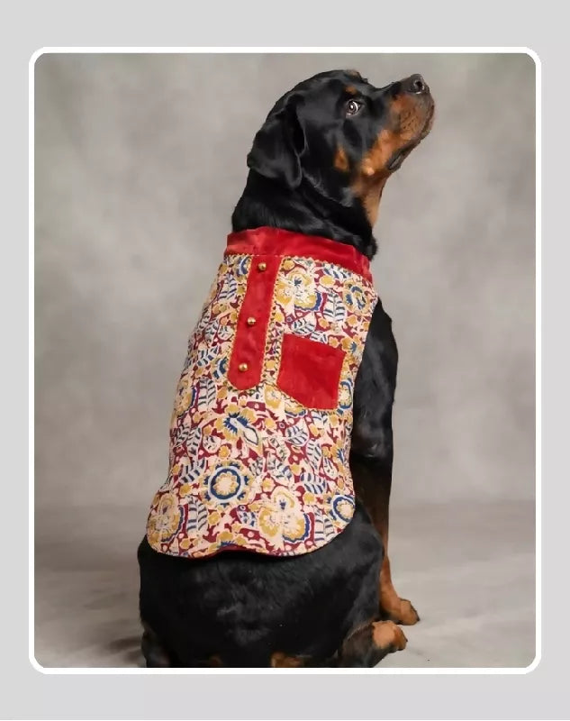 Maroon Floral Sherwani for Dogs & Cats | Dog Kurta Set | Indian Wedding Dress for Dogs, Puppies & Cats | Ethnic Pet Outfit for Festivals, Weddings, Diwali, Navratri, Engagement & Traditional Wear