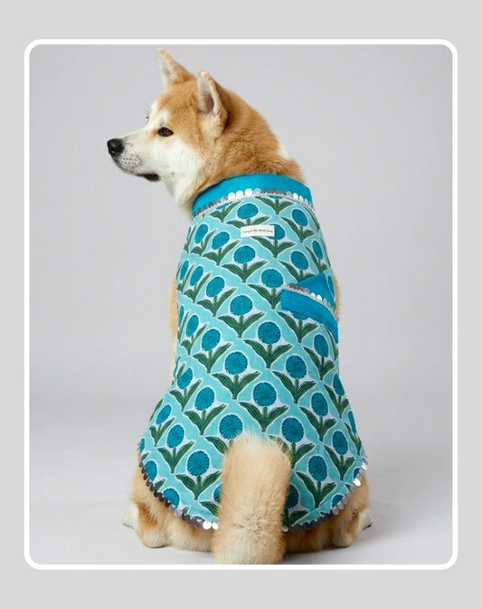 Blue Sherwani for Dogs & Cats | Ethnic Kurta Sherwani for Dog, Cat and Puppy | Ethnic Wear | Mehendi - Dress - Party - Diwali - Wedding Wear