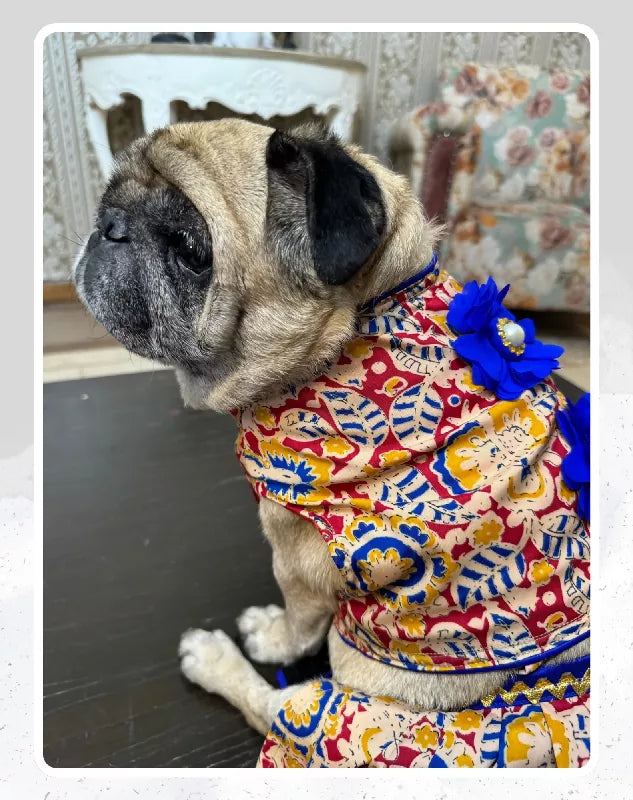 Elegant Printed Red Lehenga Choli for Dogs & Cats | Dog Lehenga | Pet Lehenga Choli | Indian Dress for Dogs, Cats & Pets | Traditional Wedding & Festival Outfit