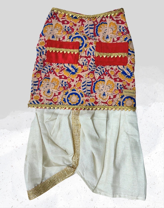 Classy Red Dhoti Kurta for Dogs & Cats | Dog Dhoti Kurta | Pet Dhoti Kurta | Indian Ethnic Dress for Dogs, Cats & Pets | Traditional Festival & Wedding Outfit