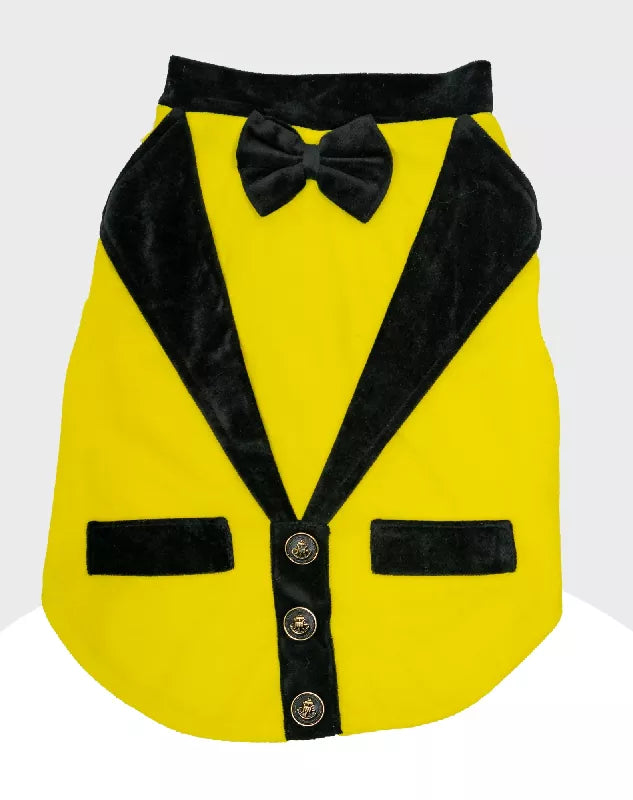 Yellow Velvet Tuxedo | Dog Tuxedo | Pet Tuxedo | Formal Suit for Dogs, Cats & Pets | Wedding, Party & Special Occasion Outfit