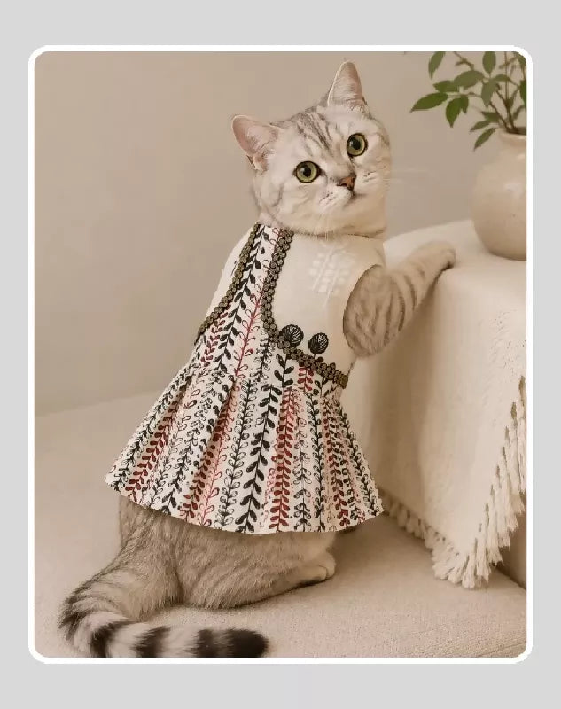 White Cotton Dress For Dog & Cat | Dog Lehenga | Pet Lehenga Choli | Indian Dress for Dogs, Cats & Pets | Traditional Wedding & Festival Outfit