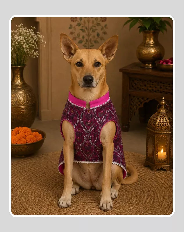 Classic Indian Pink Sherwani for Dogs & Cats | Ethnic Kurta Sherwani for Dog, Cat and Puppy | Ethnic Wear | Mehendi - Dress - Party - Diwali - Wedding Wear