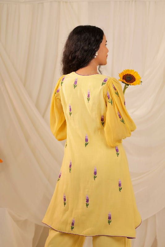 Yellow MulChanderi Co-ord Set