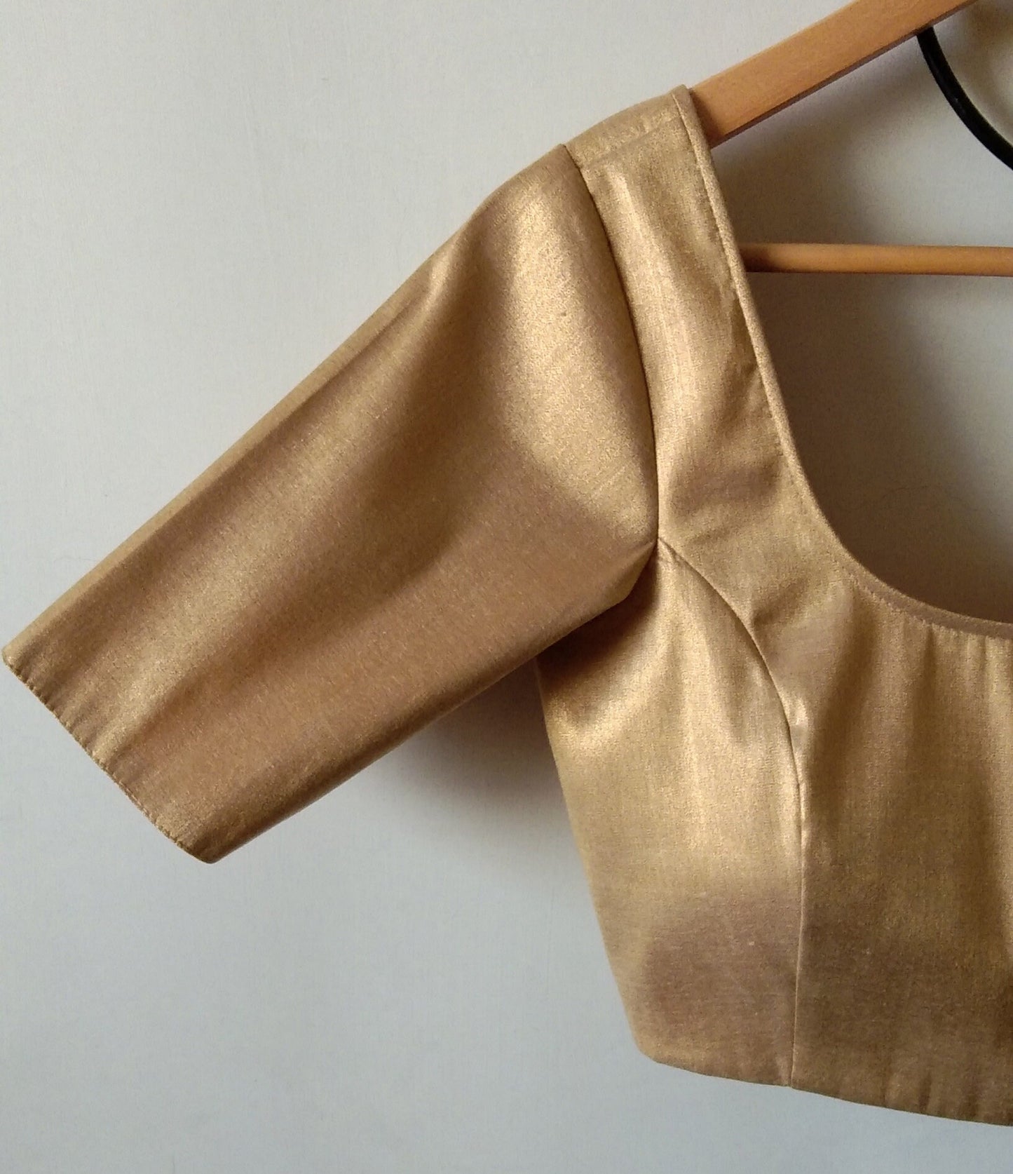 Gold Tissue Silk Blouse Elbow Sleeves