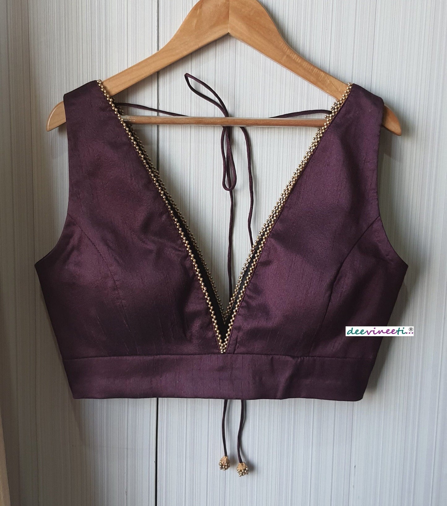 Blended Raw Silk Deep Plunge Blouse