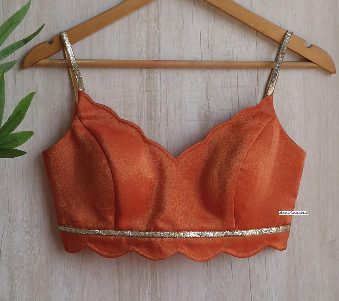 Orange Tissue Silk Spaghetti Blouse