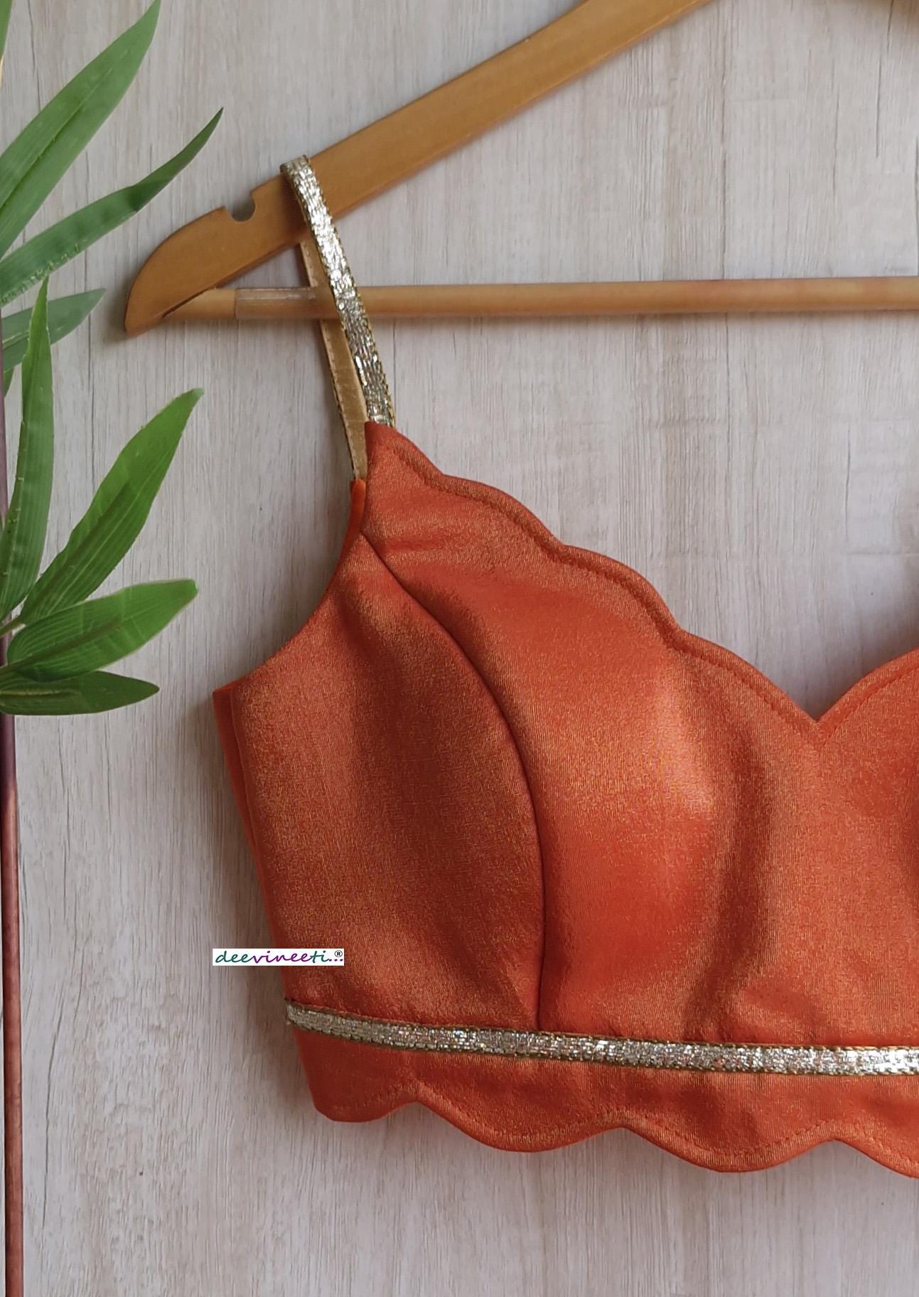 Orange Tissue Silk Spaghetti Blouse