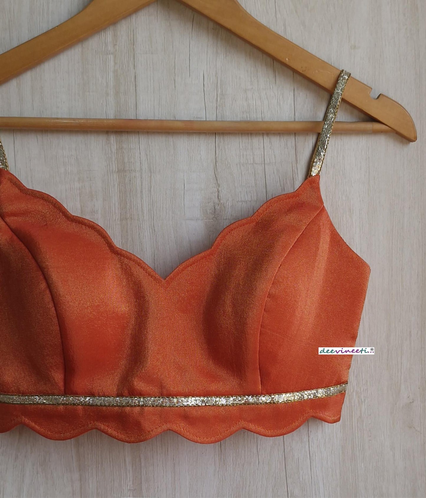 Orange Tissue Silk Spaghetti Blouse