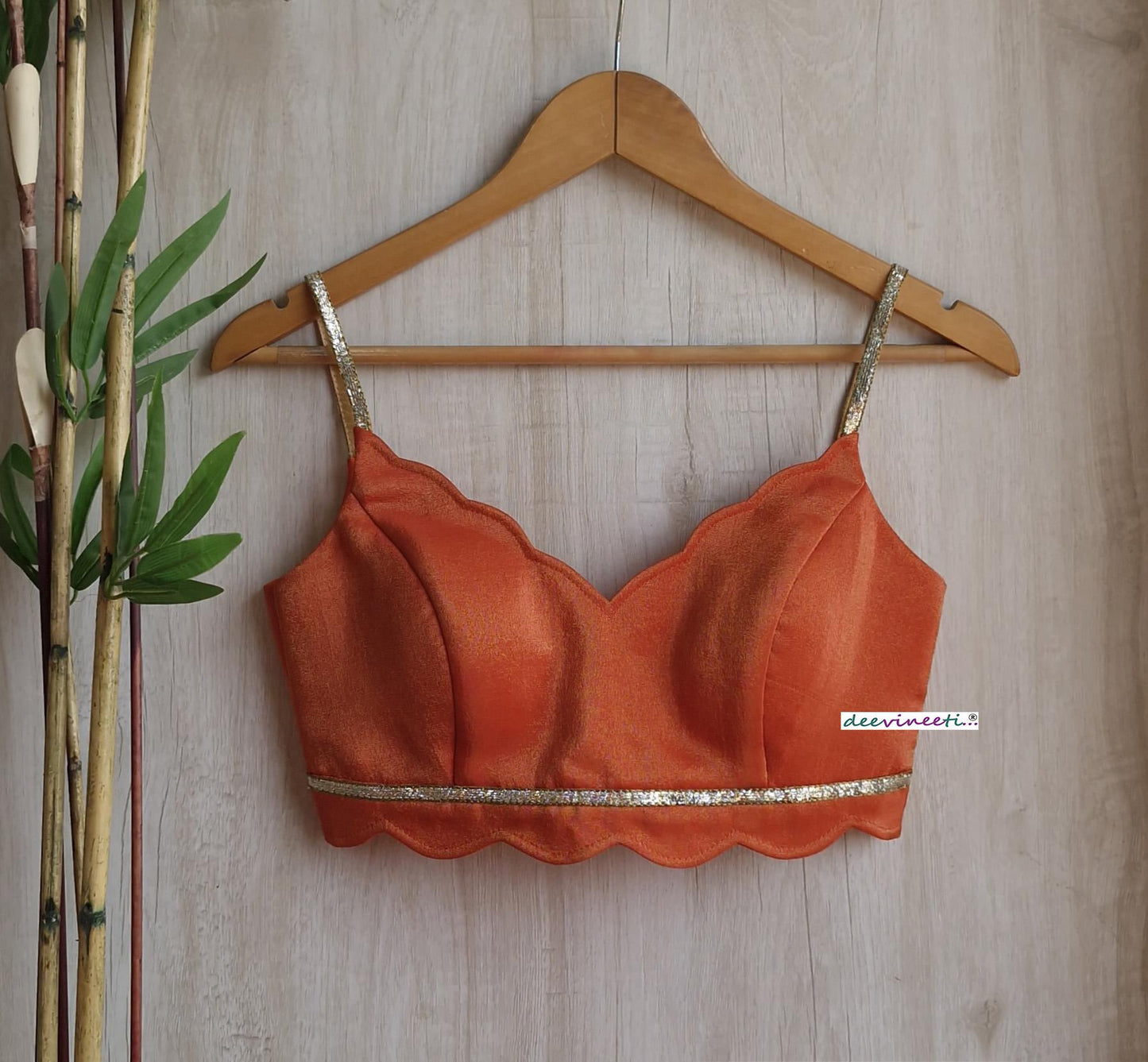 Orange Tissue Silk Spaghetti Blouse