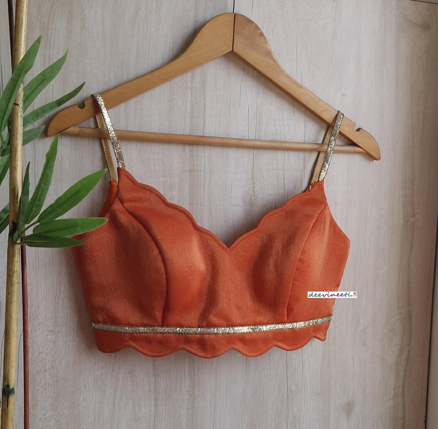Orange Tissue Silk Spaghetti Blouse