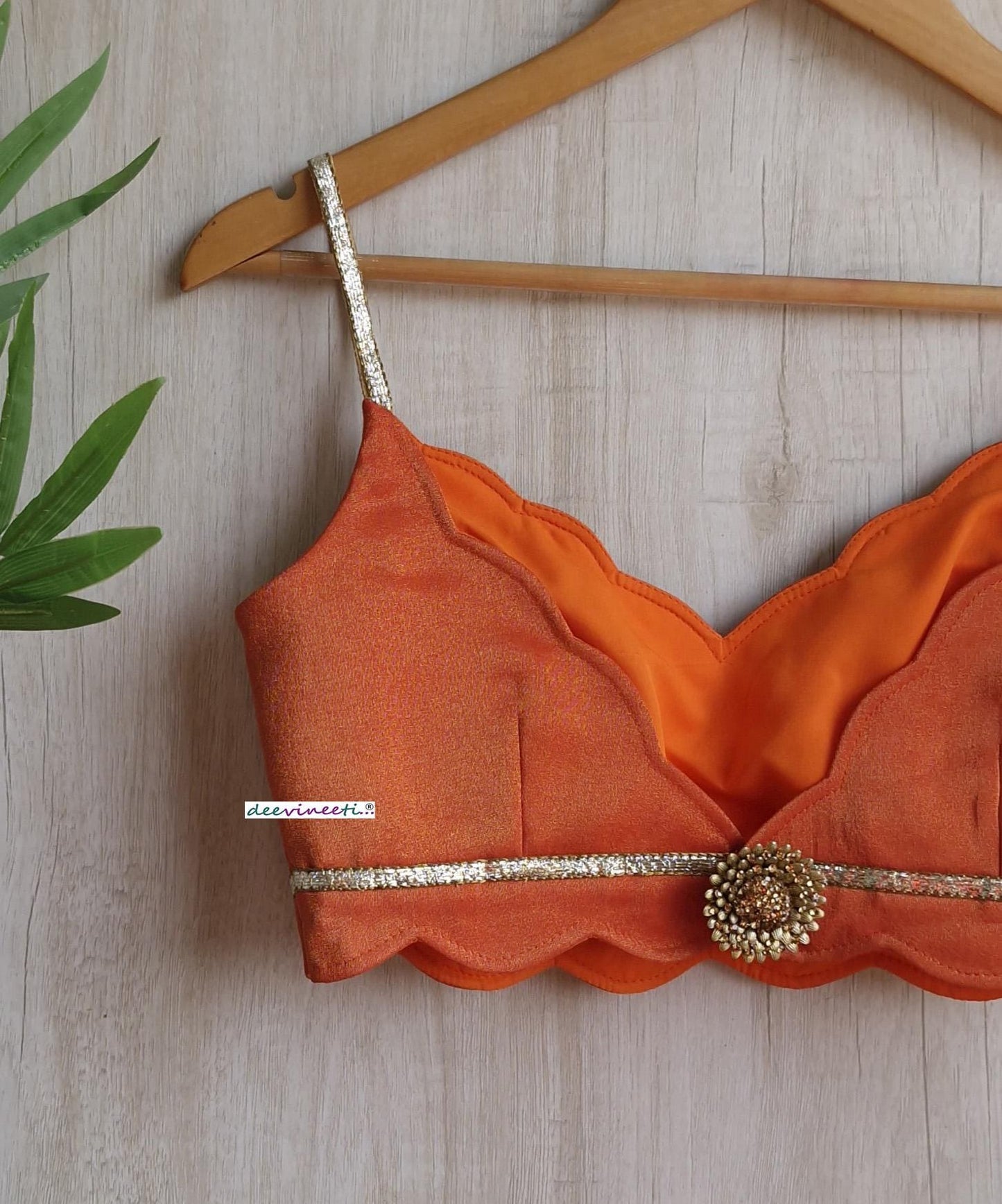 Orange Tissue Silk Spaghetti Blouse
