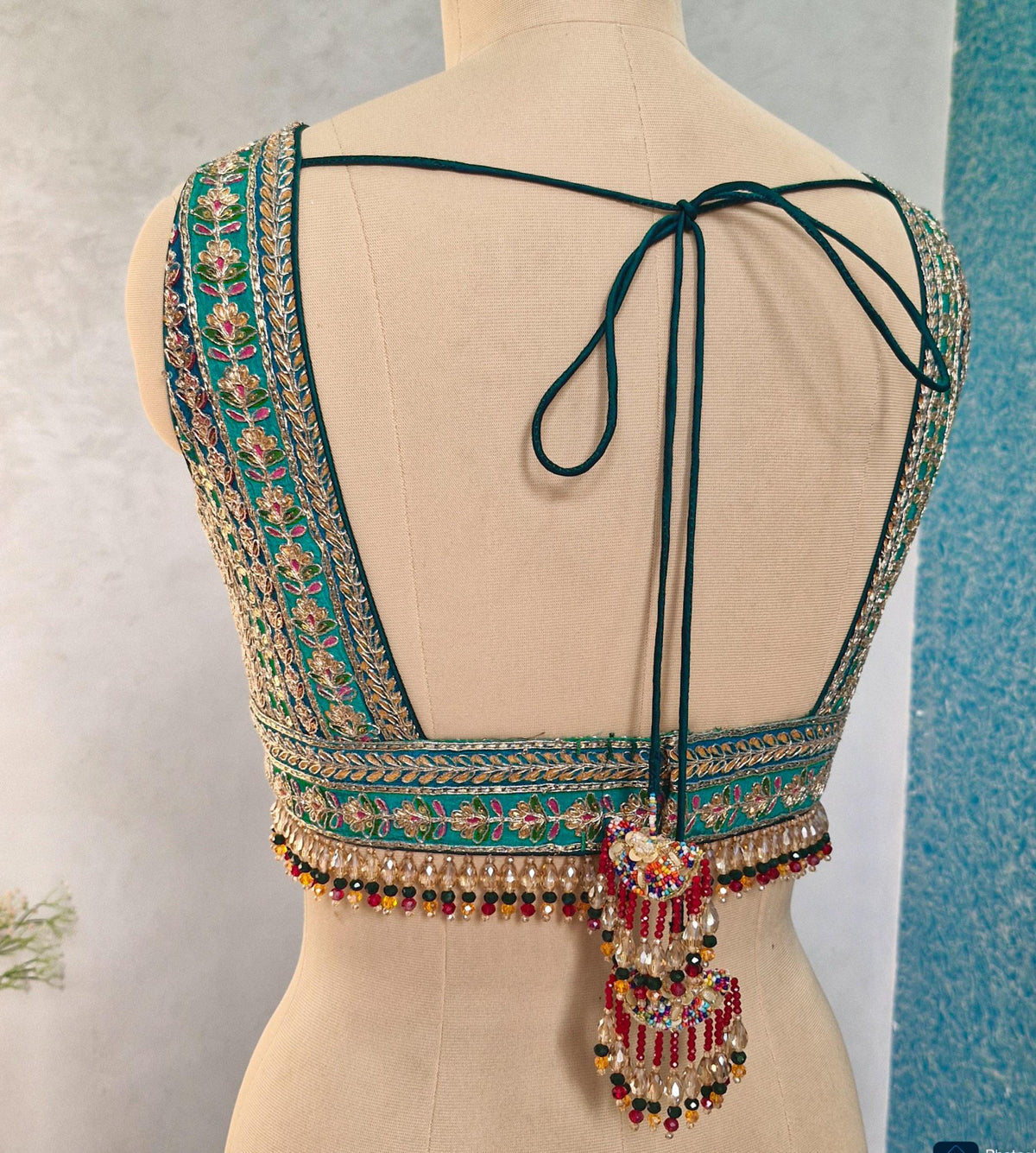 Green Embroidered Plunge Neckline DVBL_402