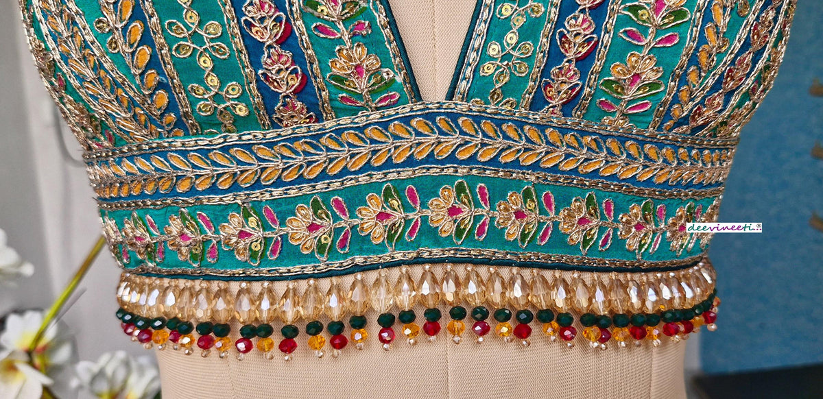 Green Embroidered Plunge Neckline DVBL_402