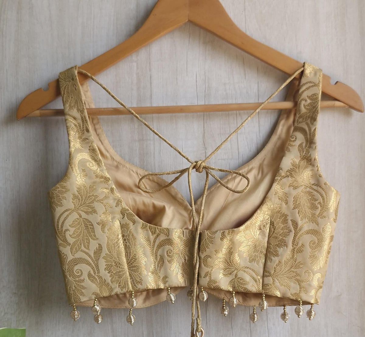 Gold Banarasi Brocade Blouse Sleeveless DVBL_411