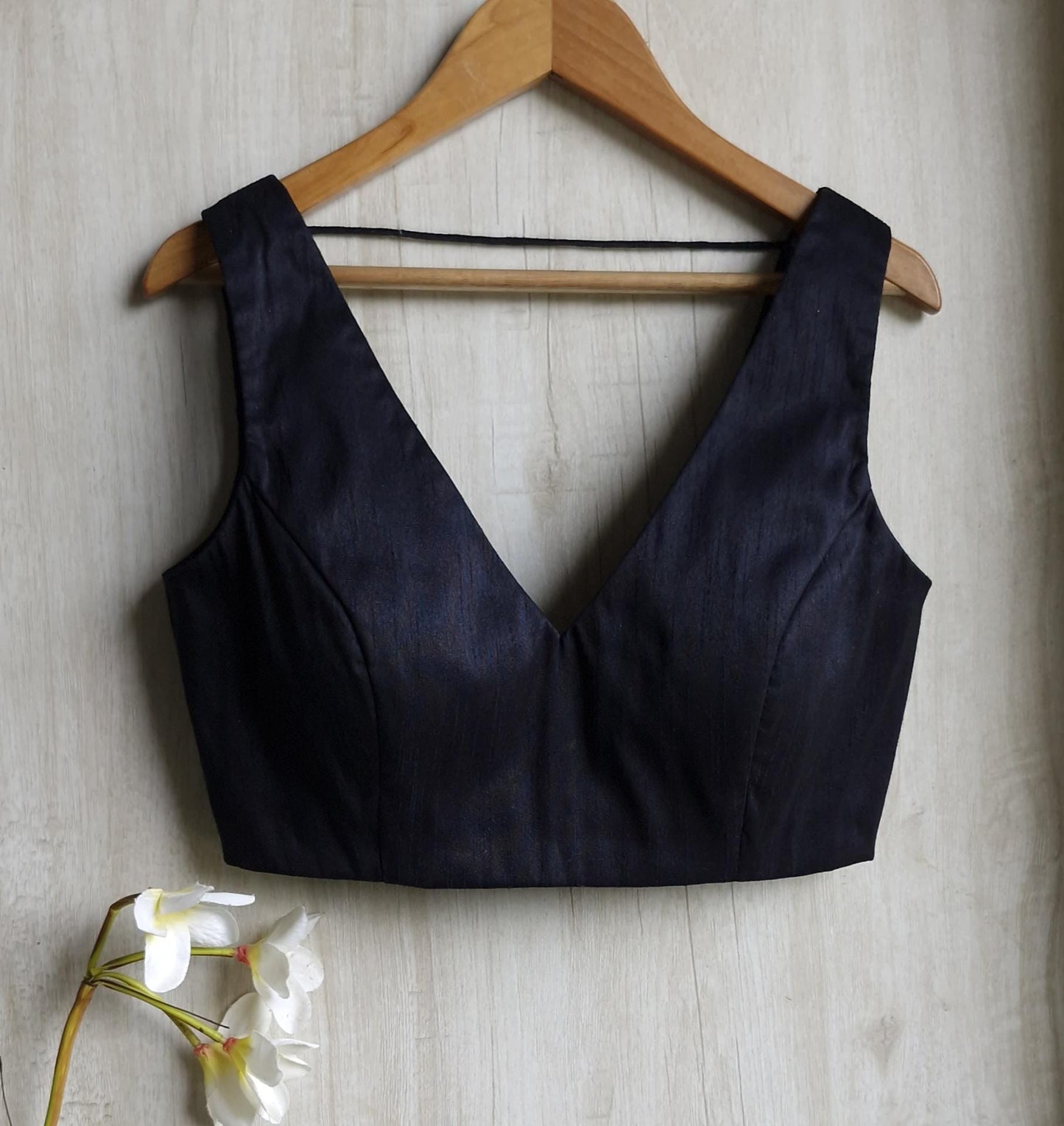 Blended Raw Silk V-Neck Blouse