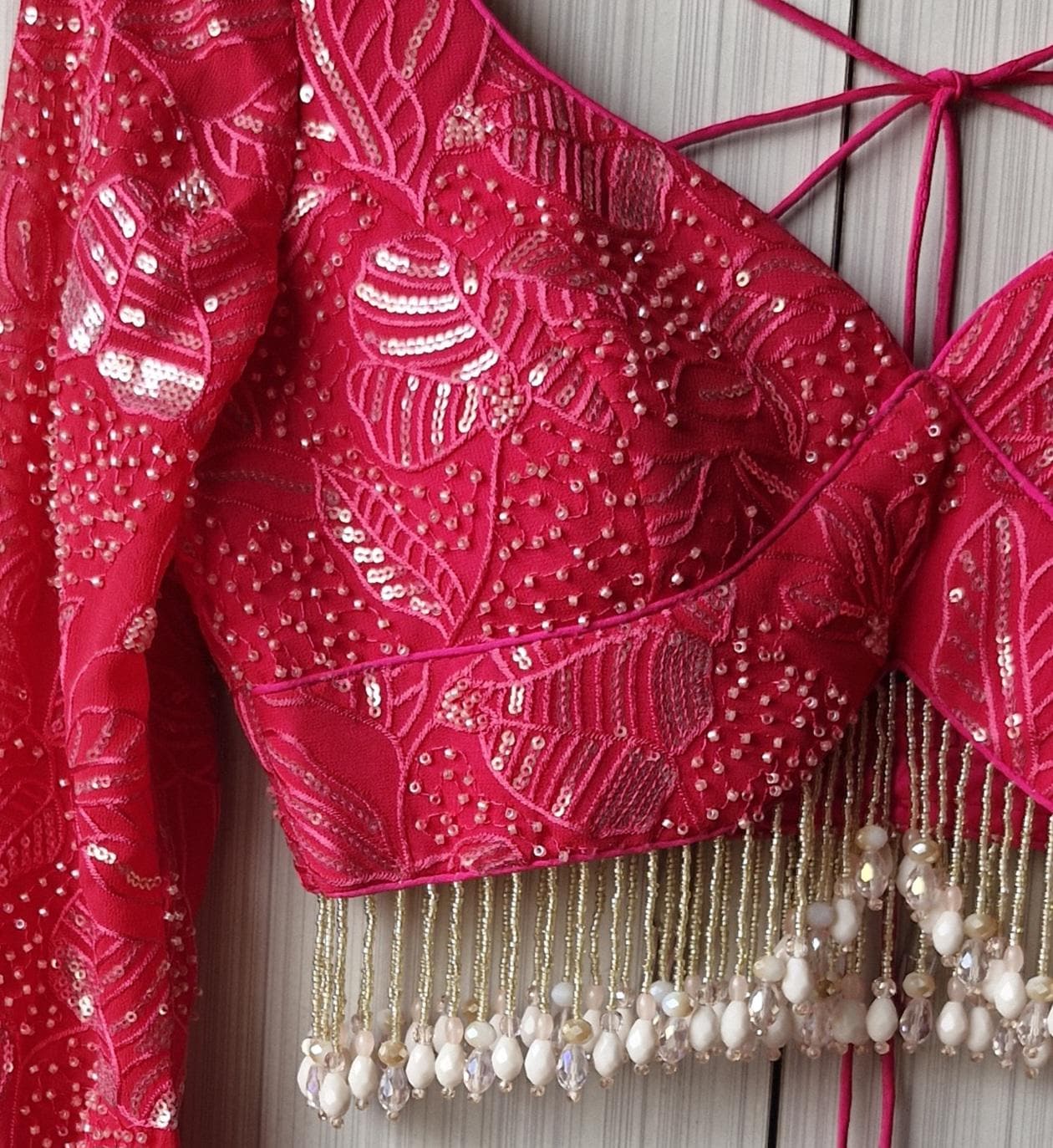 Hot Pink Embroidered Blouse