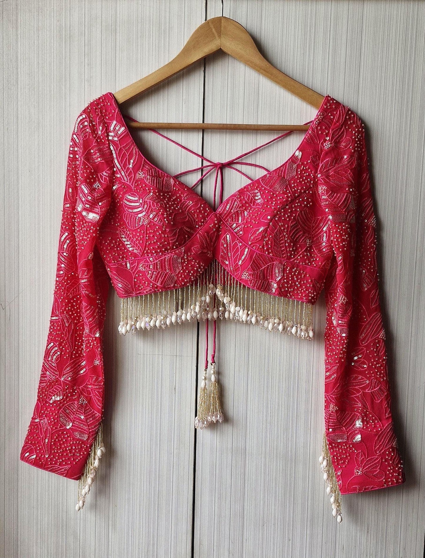 Hot Pink Embroidered Blouse