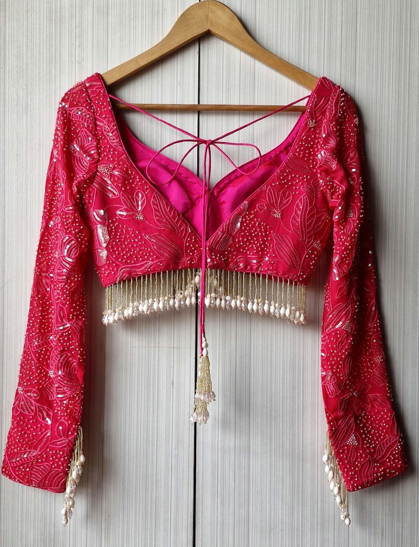 Hot Pink Embroidered Blouse