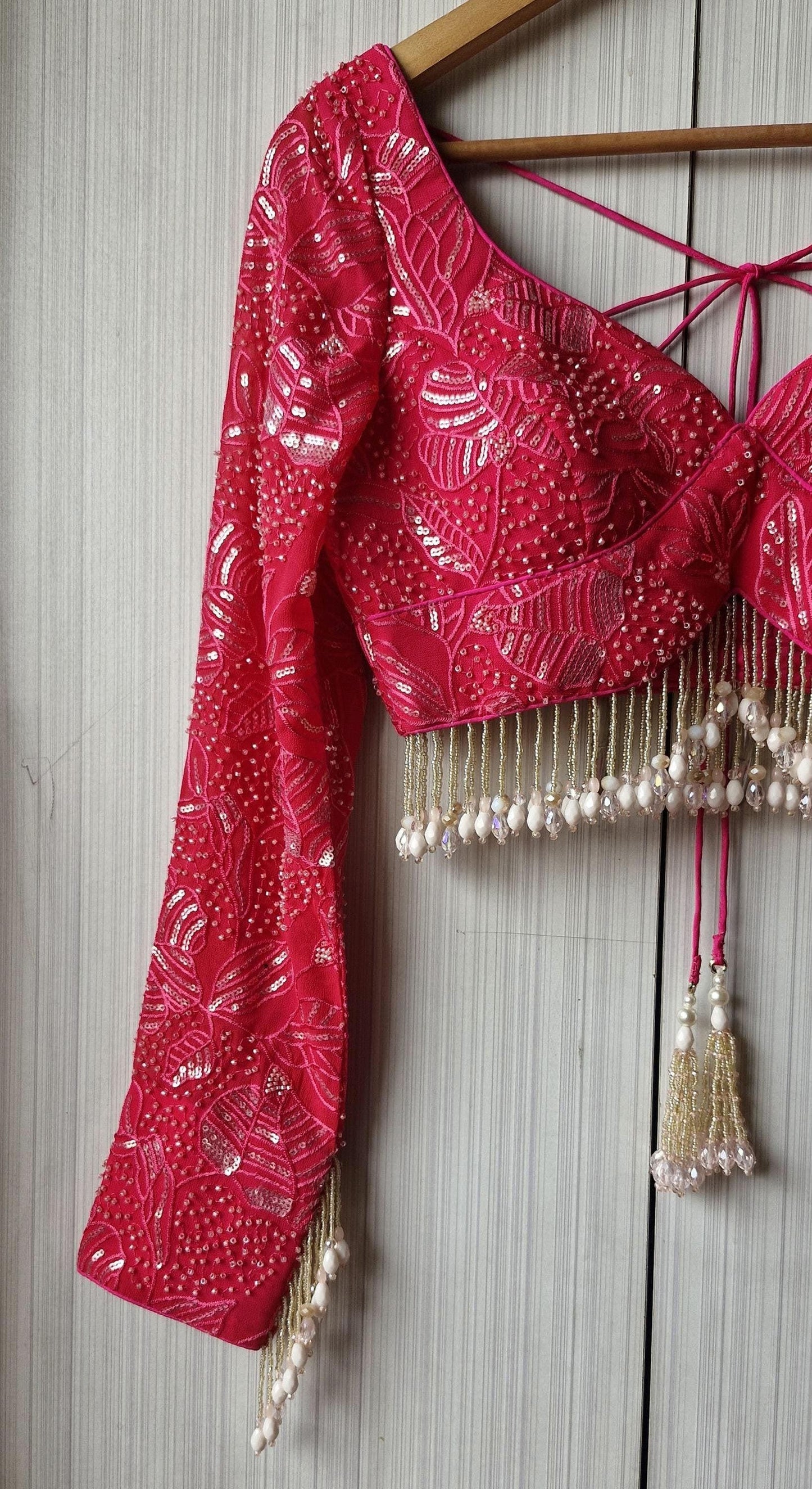 Hot Pink Embroidered Blouse