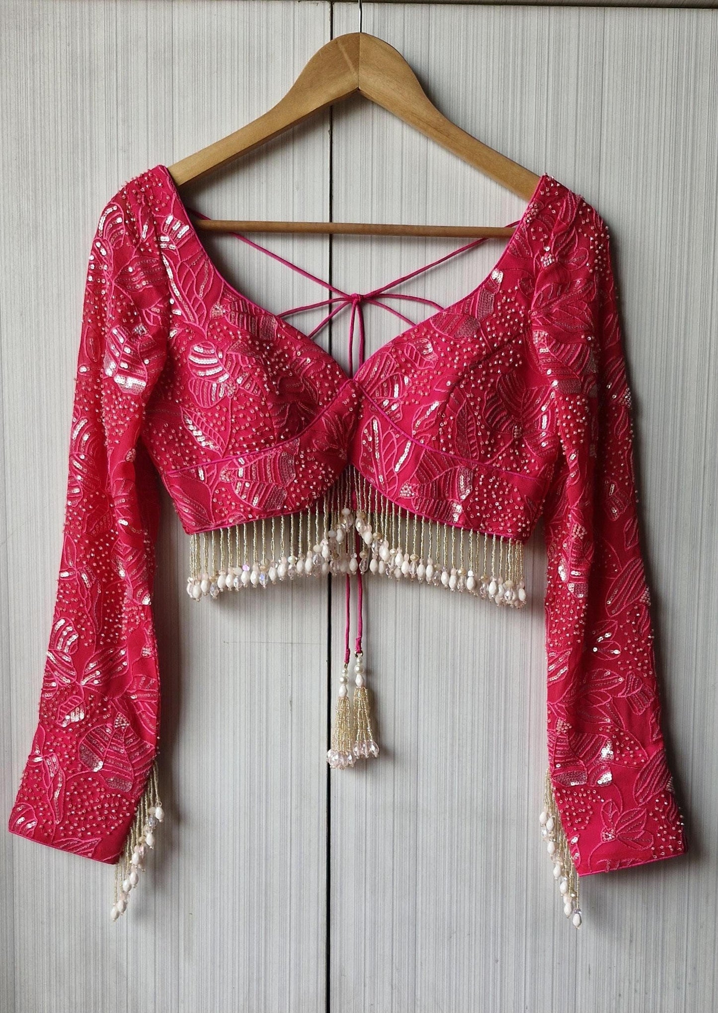 Hot Pink Embroidered Blouse