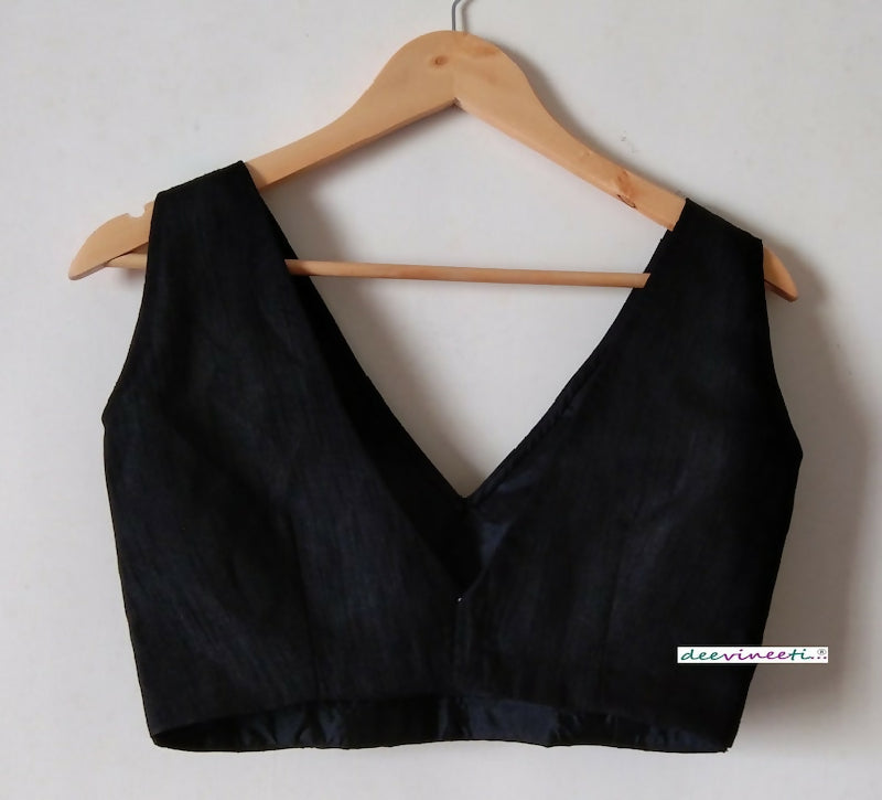Blended Raw Silk V-Neck Blouse