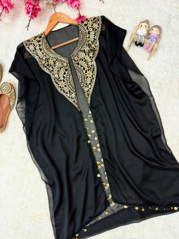 Black indo western crop top with palazzo and jacket 3pc set