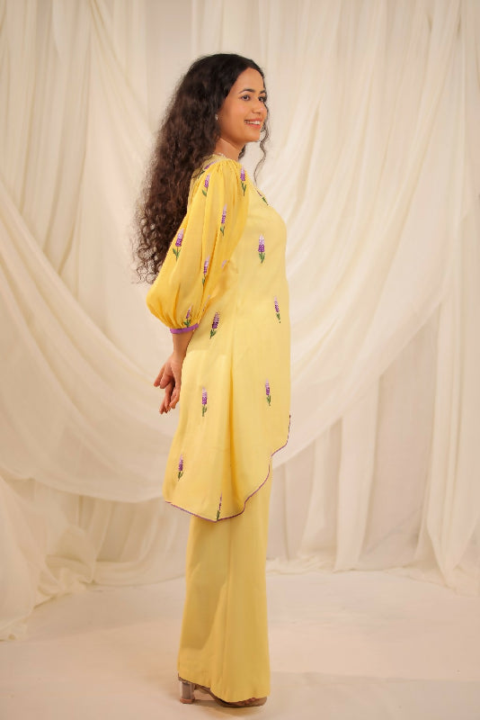 Yellow MulChanderi Co-ord Set