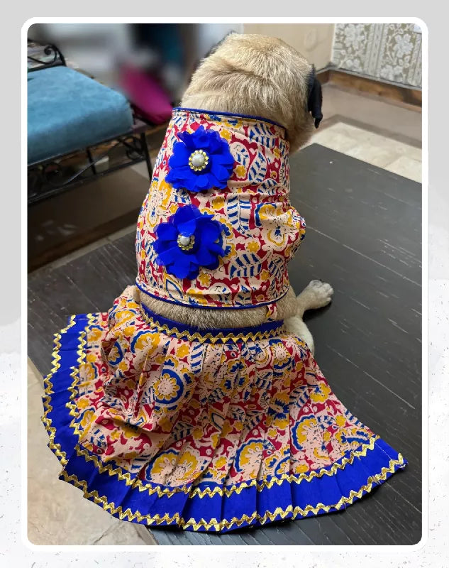 Elegant Printed Red Lehenga Choli for Dogs & Cats | Dog Lehenga | Pet Lehenga Choli | Indian Dress for Dogs, Cats & Pets | Traditional Wedding & Festival Outfit