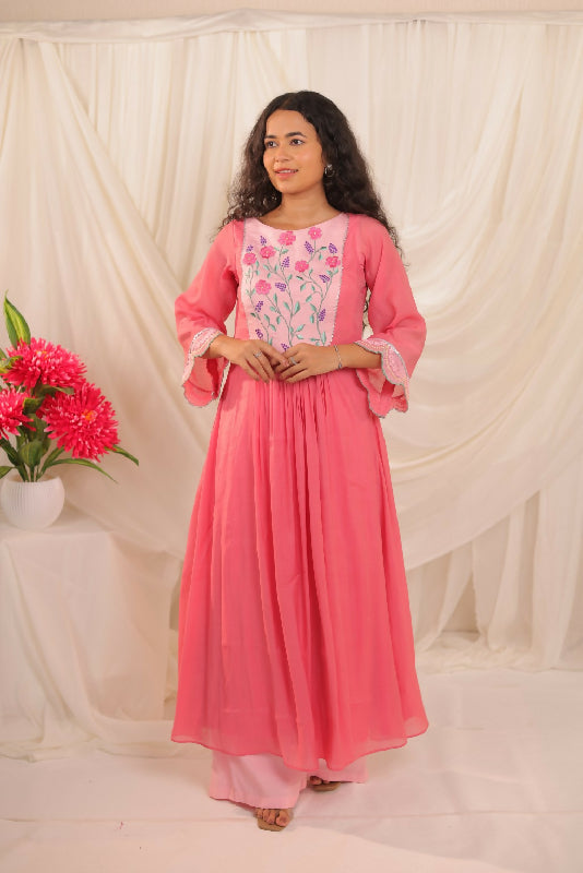 Rose Pink Anarkali Set