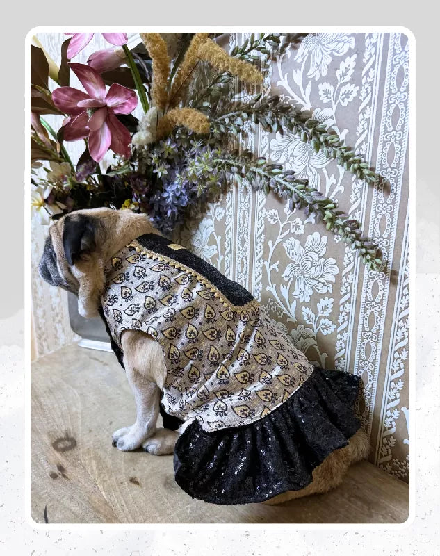 Grey and Black Lehenga for Dogs & Cats | Dog Lehenga | Pet Lehenga Choli | Indian Dress for Dogs, Cats & Pets | Traditional Wedding & Festival Outfit