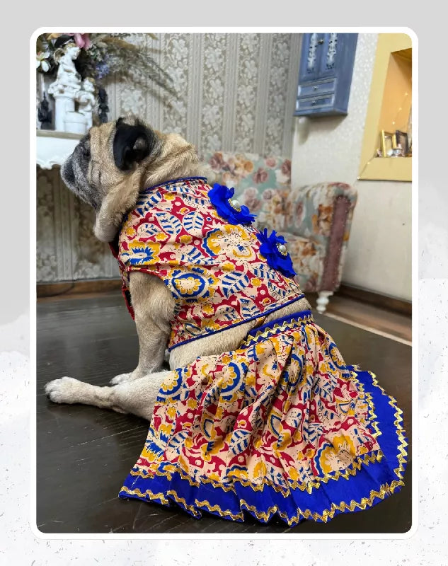Elegant Printed Red Lehenga Choli for Dogs & Cats | Dog Lehenga | Pet Lehenga Choli | Indian Dress for Dogs, Cats & Pets | Traditional Wedding & Festival Outfit