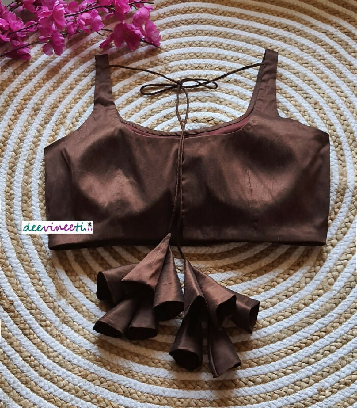 Blended Raw Silk U Neck Blouse