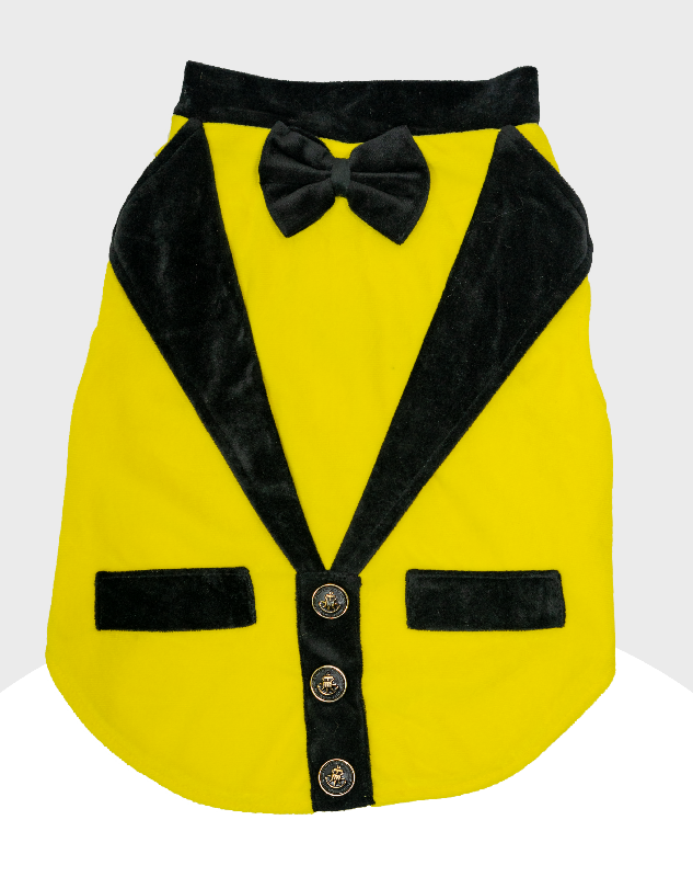 Yellow Velvet Tuxedo | Dog Tuxedo | Pet Tuxedo | Formal Suit for Dogs, Cats & Pets | Wedding, Party & Special Occasion Outfit