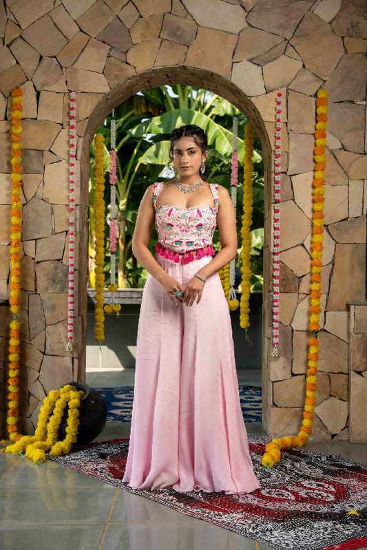 AARZOO - Blush Pink Flared Pant set