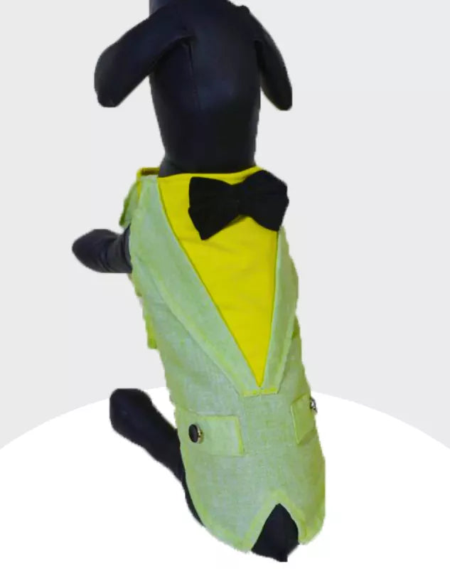 Linen Tuxedo with Black Bow | Dog Tuxedo | Pet Tuxedo | Formal Suit for Dogs, Cats & Pets | Wedding, Party & Special Occasion Outfit