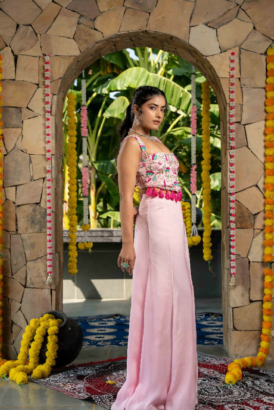 AARZOO - Blush Pink Flared Pant set
