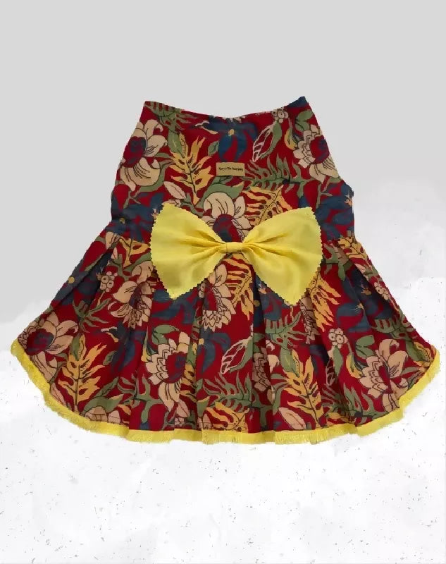 Red Floral Cotton Dress For Dog & Cat | Dog Lehenga | Pet Lehenga Choli | Indian Dress for Dogs, Cats & Pets | Traditional Wedding & Festival Outfit